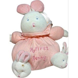 11" DGE SNUGGIE WHITE PINK MY 1ST BUNNY RABBIT RATTLE STUFFED ANIMAL PLUSH TOY